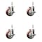 Service Caster 4 Inch 316SS Maroon Polyurethane Swivel 3/8 Inch Threaded Stem Caster Set Brake SS316TS20S414-PPUB-MRN-TLB-381615-4 - alternate 1
